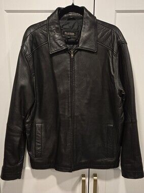 Vintage Stanley Blacker Black Men's Leather Zip Front Jacket